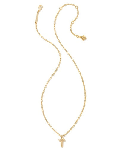 CRYSTAL LETTER T SHORT PENDANT NECKLACE