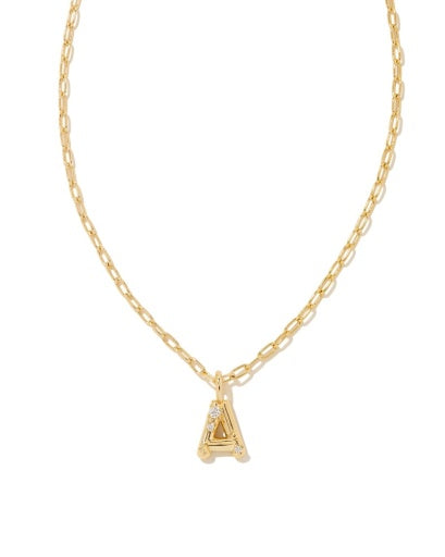 CRYSTAL LETTER A SHORT PENDANT NECKLACE