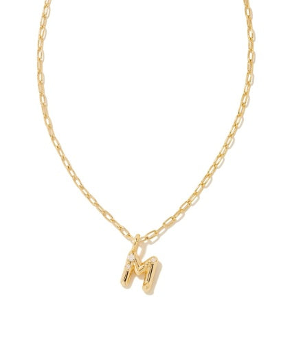 CRYSTAL LETTER M SHORT PENDANT NECKLACE