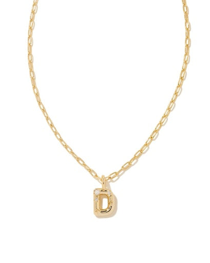 CRYSTAL LETTER D SHORT PENDANT NECKLACE