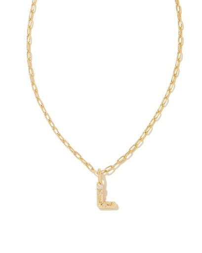 CRYSTAL LETTER L SHORT PENDANT NECKLACE