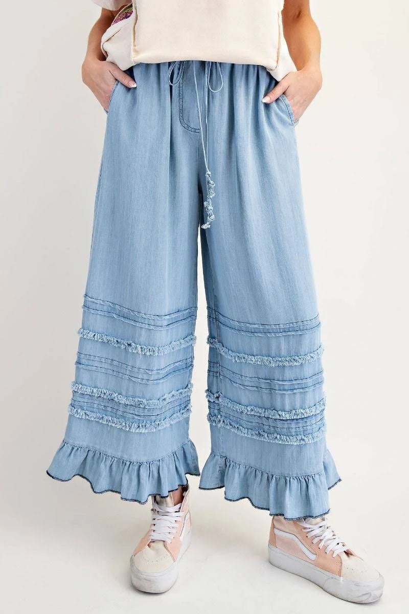 Easel blue ruffle pants