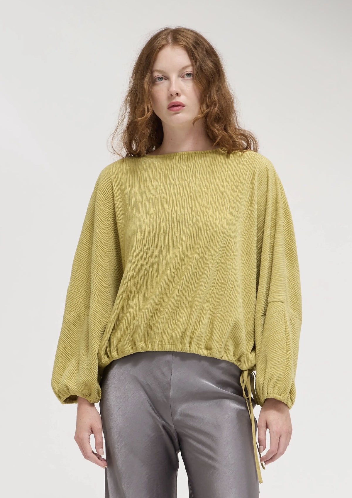 Textured Oversized Top-green