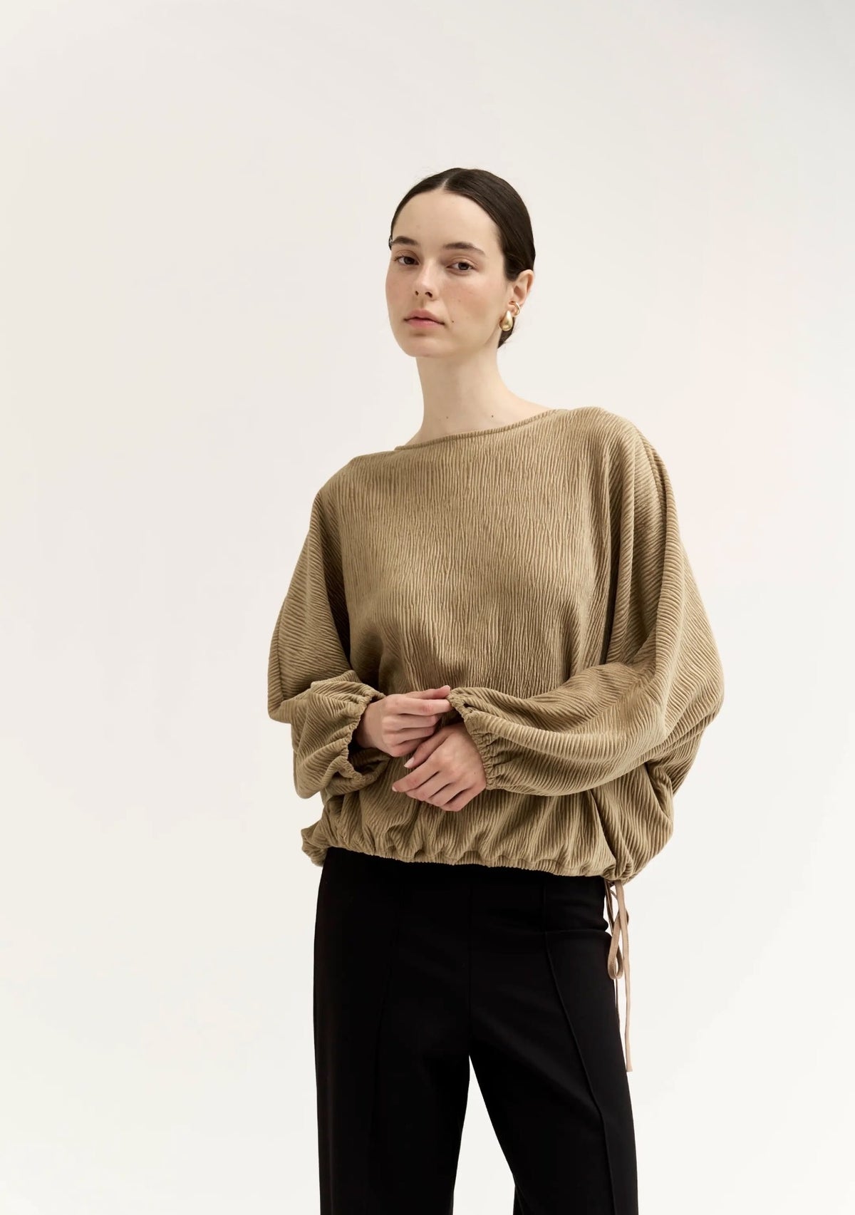 Textured Oversized Top-tan