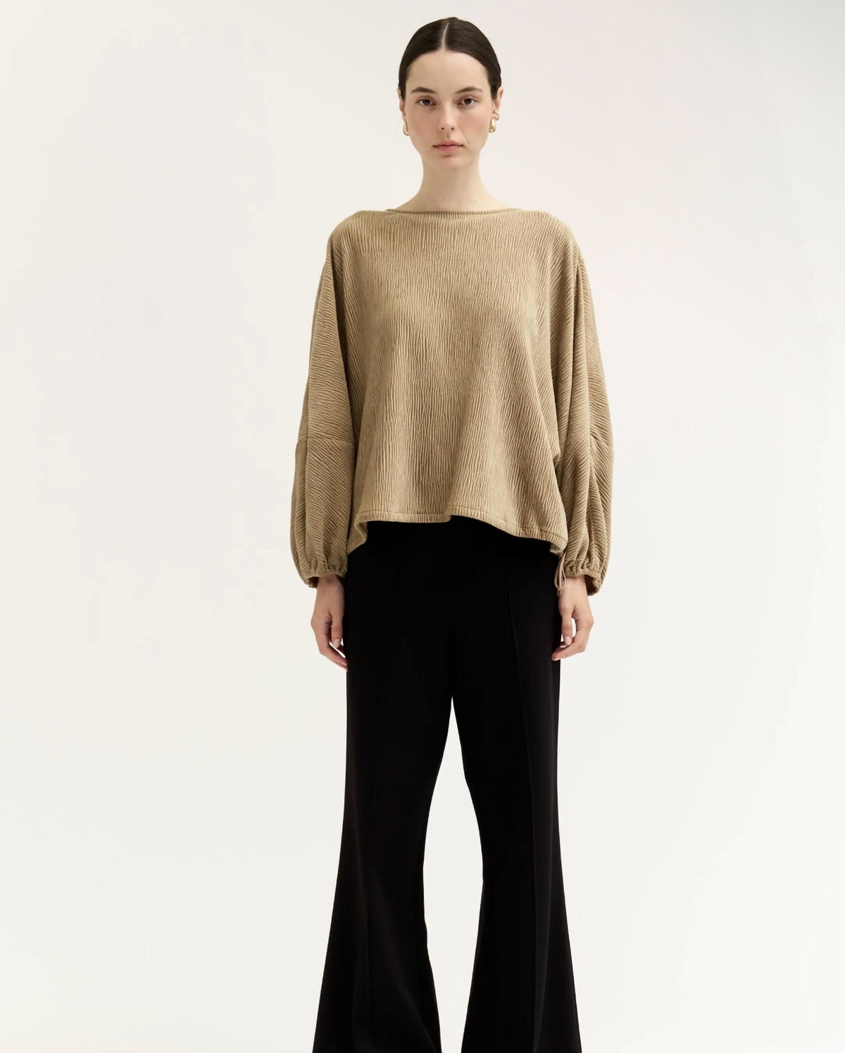 Textured Oversized Top-tan